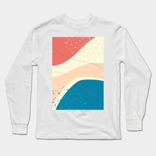 Modern Abstract Organic Shapes in Yellow, Peach, Salmon and Blue Long Sleeve T-Shirt